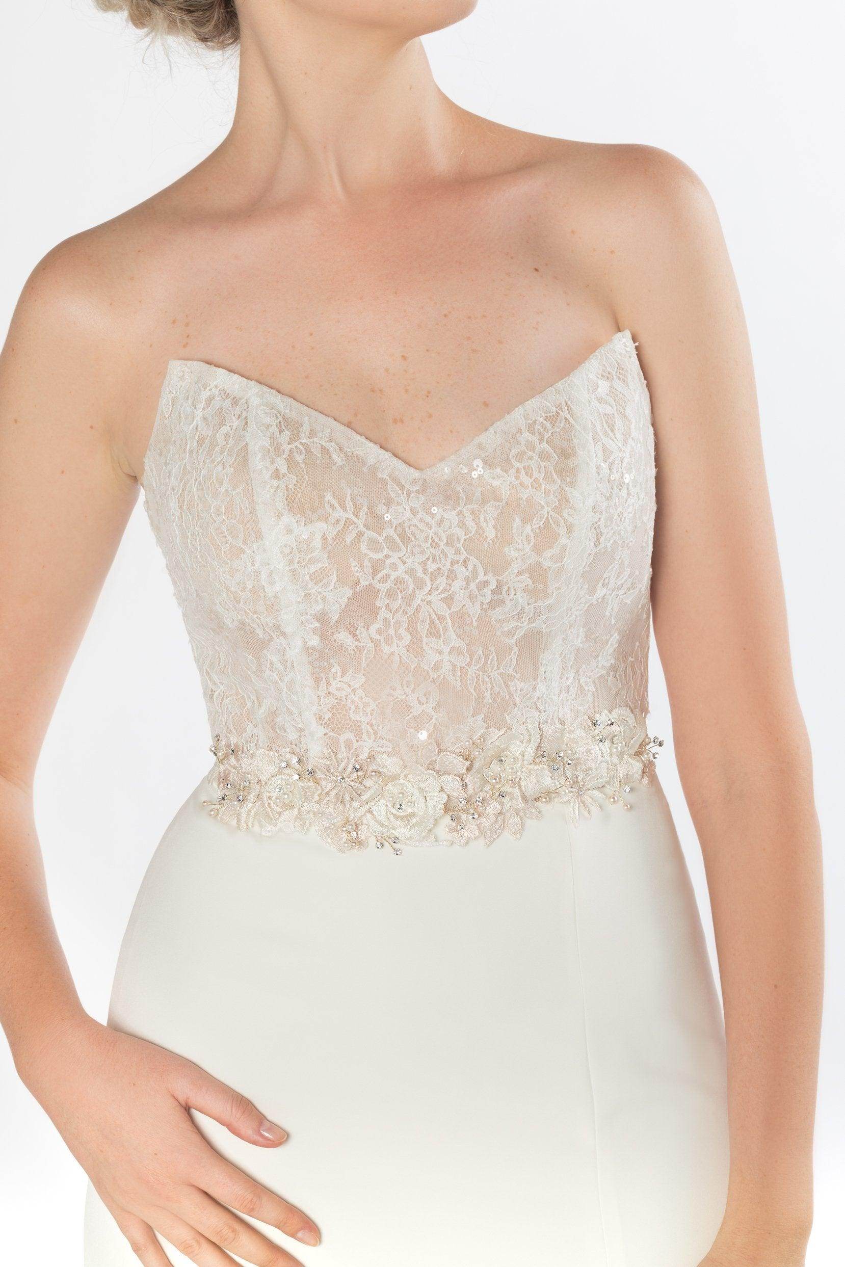 Tulle Wedding Sash With Rhinestone Imitation Pearl and Lace CC0076 - COCOMELODY